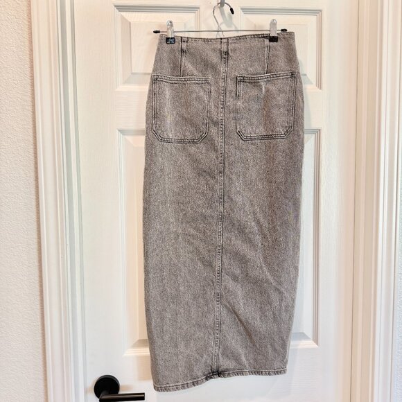 [⭐ PRICE FIRM] ZARA Denim Crossover Midi Skirt in Dark Gray Z1975 SMALL S - Picture 7 of 16